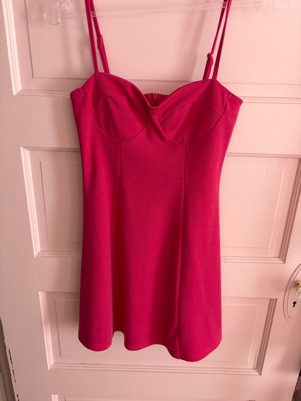 Hot pink barbie spaghetti strap mini dress